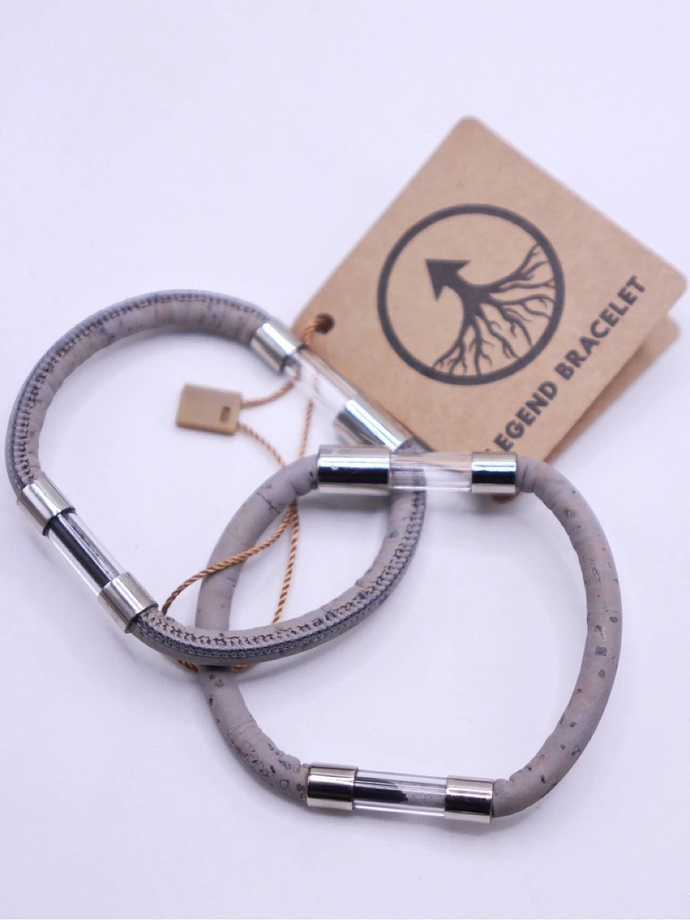 Pair of Legend Bracelet Australian Fire Ash Gray Vegan Leather Bracelet set